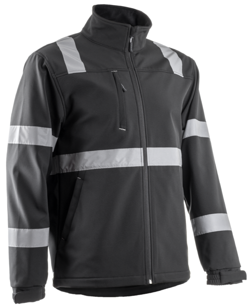 VIGILE FEKETE SOFTSHELL DZSEKI FÉNYVISSZAVERŐ CSÍKKAL