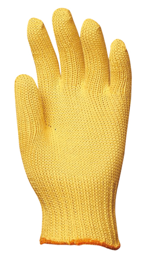 KÖTÖTT VASTAG SÁRGA KEVLAR KESZTYŰ, VÁGÁSBIZTOS, HŐÁLLÓ